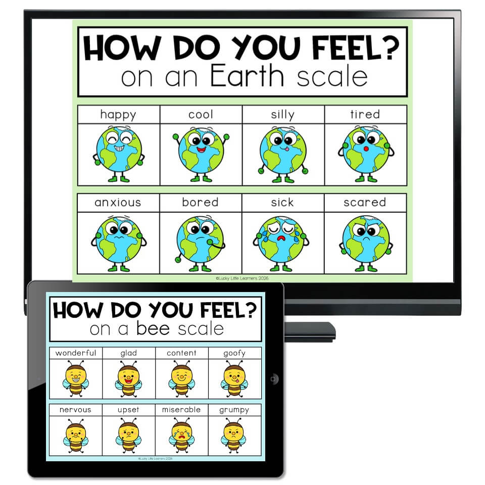 Sel Scale Spring SEL Mood Feelings Check in Slides – Spring Scales - Lucky Little Learners