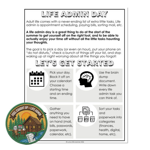 Camp Lucky - Summer Camp - Week 2 - Feel Caught Up - Life Admin Day Information