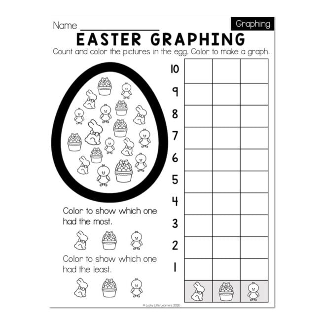 Kindergarten Monthly Worksheets - Graphing - April - Easter Graphing ...