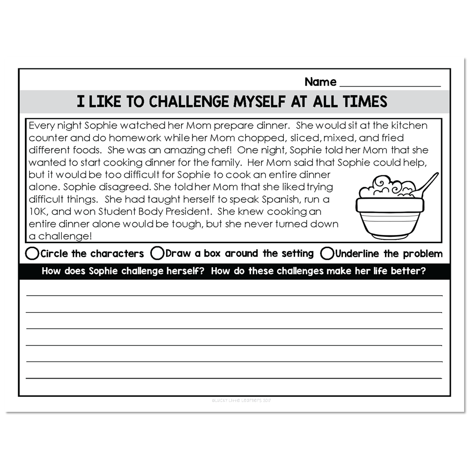 2nd Grade Growth Mindset Passage - I Like To Challenge Myself At All ...