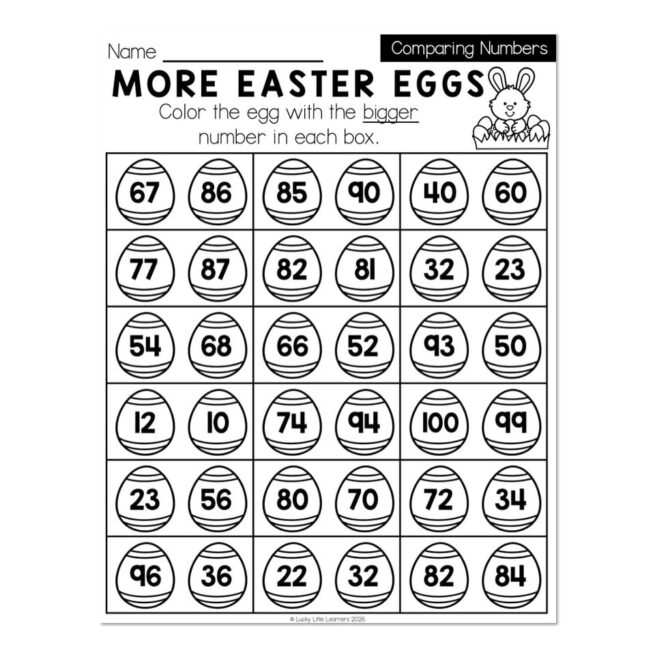 Kindergarten Monthly Worksheets - Comparing Numbers - April - More ...