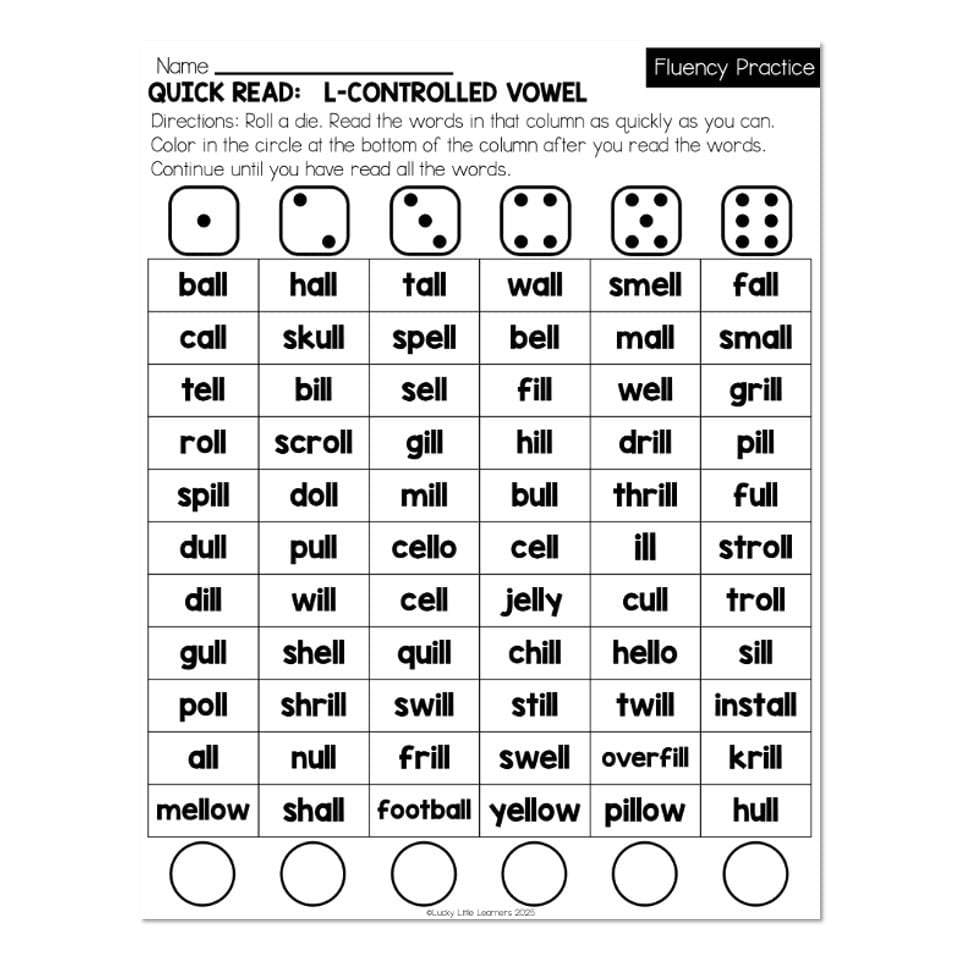 Lucky to Learn Phonics - L-Controlled Vowels - Quick Read Fluency