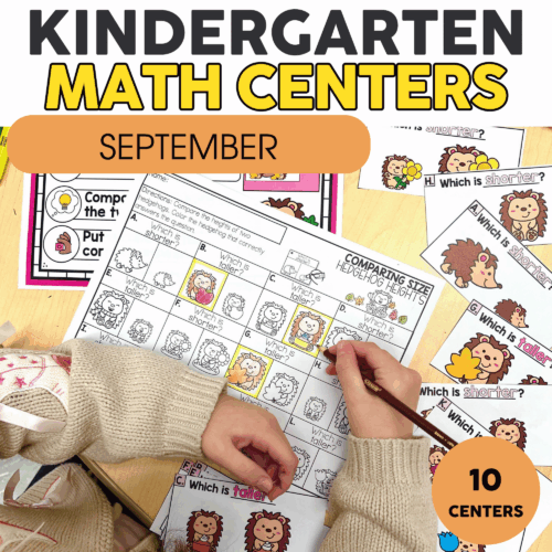 Kindergarten math centers for September featuring engaging worksheets and activities with lion characters, perfect for early learners and aligned with August math curriculum.