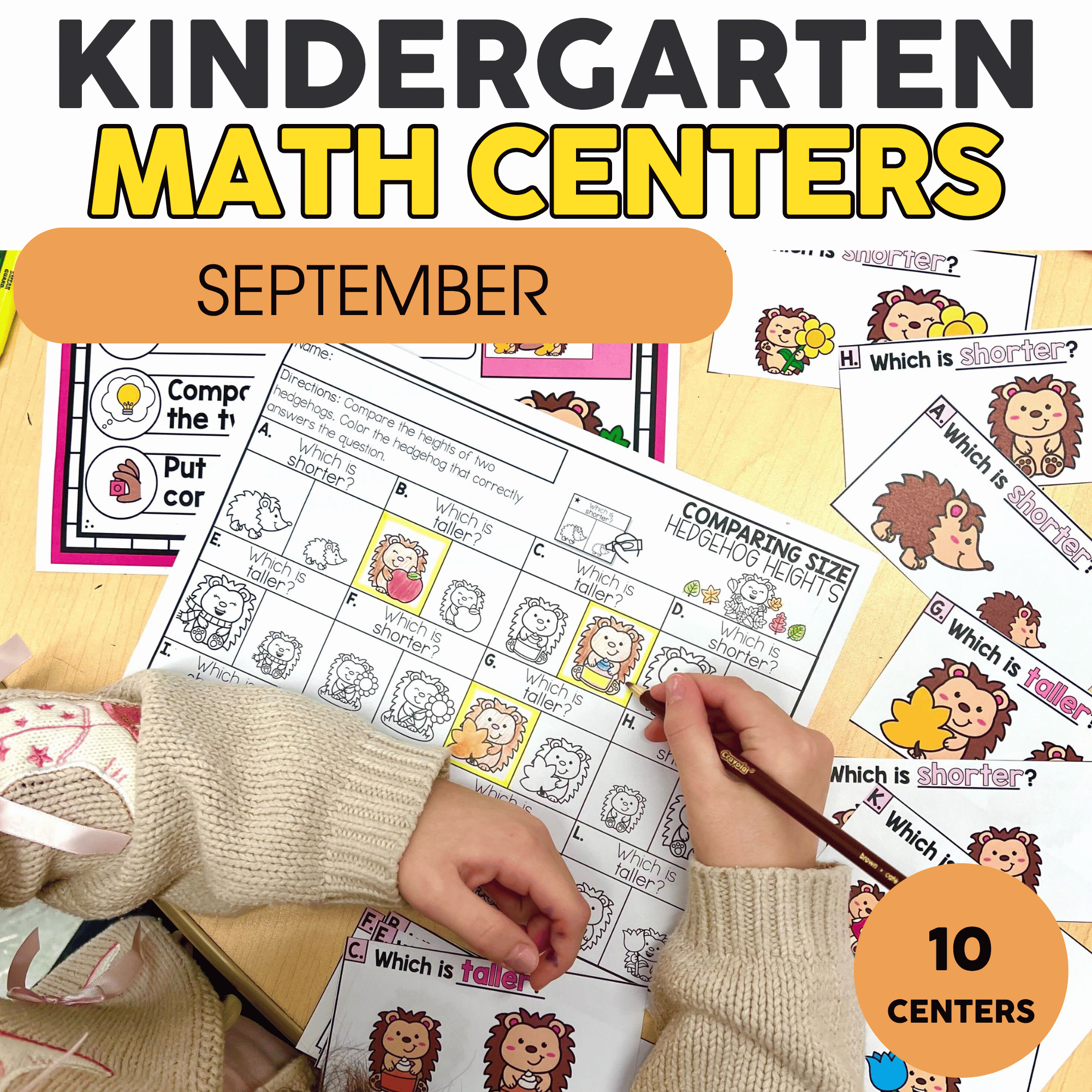 Kindergarten math centers for September featuring engaging worksheets and activities with lion characters, perfect for early learners and aligned with August math curriculum.