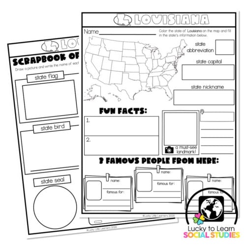 Lucky to Learn Social Studies - US States - Louisiana - One-Pager