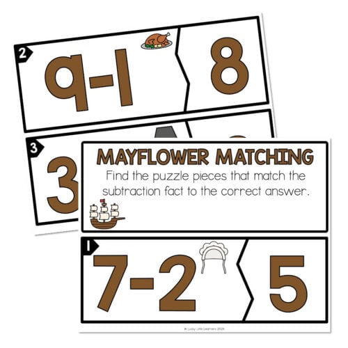 Morning Bins - November - Activity 12 - Mayflower Matching Challenge