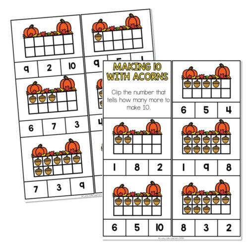 Morning Bins - November - Activity 13 - Making 10 With Acorns