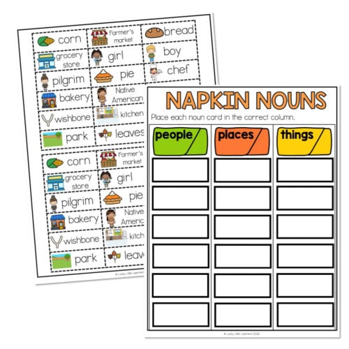 Morning Bins - November - Activity 3 - Napkin Nouns