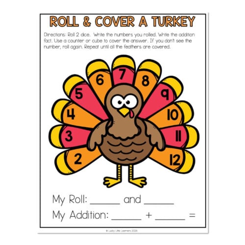 Morning Bins - November - Activity 7 - Roll and Cover a Turkey