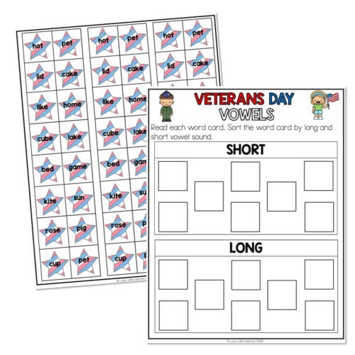 Morning Bins - November - Activity 9 - Veterans Day Vowels