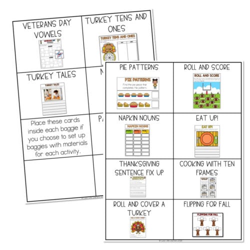 Morning Bins - November - Baggie Labels