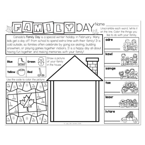Placemat - Canada - Family Day
