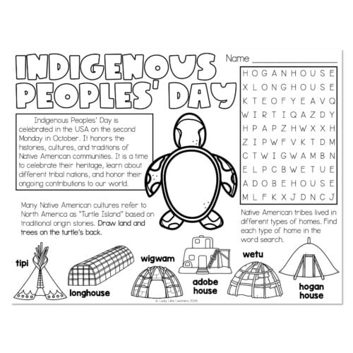 Placemat - Indigenous Peoples Day - Native Americans